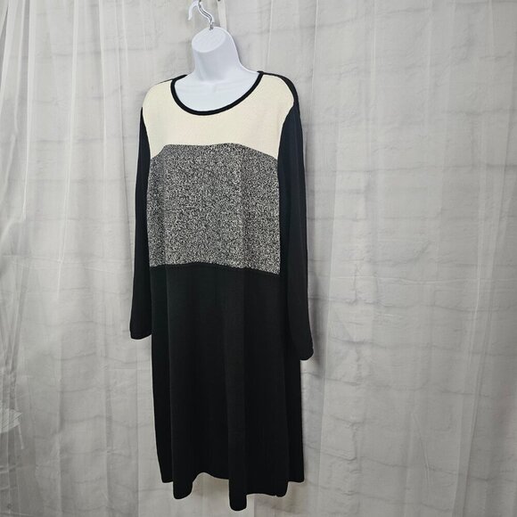 Talbots Dress Black Gray Knit Midi Shift Classic Preppy Office Business 3X - Picture 5 of 10